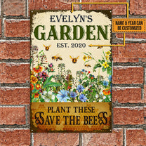 Personalized Garden Plant These Save The Bees Classic Metal Sign
