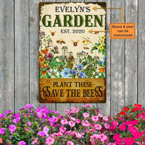 Personalized Garden Plant These Save The Bees Classic Metal Sign