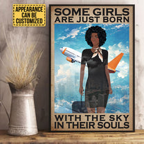 Personalized Flight Attendant Some Girls Are Just Born With The Sky In Their Souls Poster & Canvas