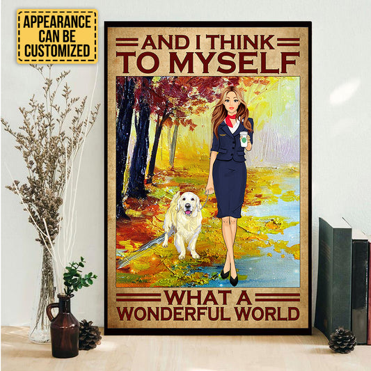 Personalized And I Think To Myself What A Wonderful World Flight Attendant Poster & Canvas