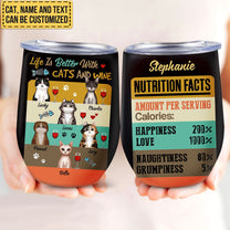 Life Is Better With Cats And Wine - Personalized Wine Tumbler