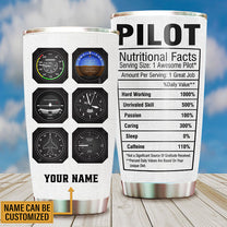 Personalized Pilot Nutritional Facts Tumbler