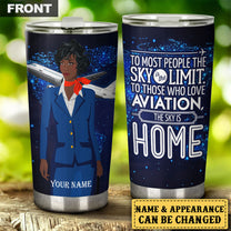 Personalized The Sky Is Home Flight Attendant Tumbler