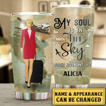 Personalized My Soul Is In The Sky Flight Attendant Life Tumbler