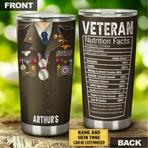 Personalized Veteran Nutritional Facts Tumbler