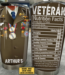 Personalized Veteran Nutritional Facts Tumbler