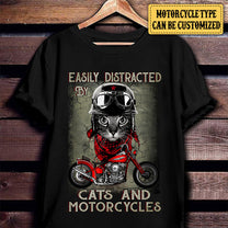 Personalized Easily Distracted By Cats And Motorcycles Shirt