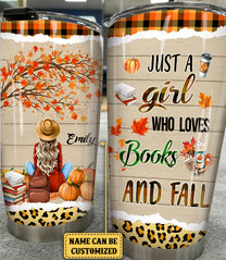 Personalized Just A Girl Who Loves Books And Fall Tumbler