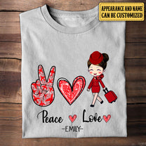 Personalized Peace Love Flight Attendant Shirt