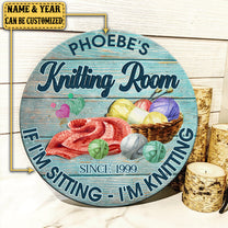 Personalized Knitting Room Wood Round Sign