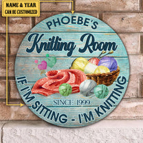 Personalized Knitting Room Wood Round Sign