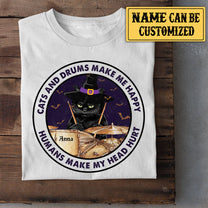 Personalized Cats And Drums Make Me Happy Shirt