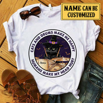 Personalized Cats And Drums Make Me Happy Shirt