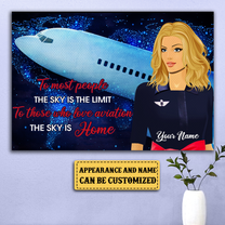 Personalized The Sky Is Home Flight Attendant Poster & Canvas