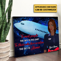 Personalized The Sky Is Home Flight Attendant Poster & Canvas