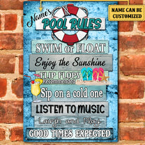 Personalized Pool Rules Metal Sign