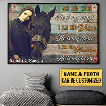 Personalized I'm His Eyes He Is My Wings Horse Poster & Canvas